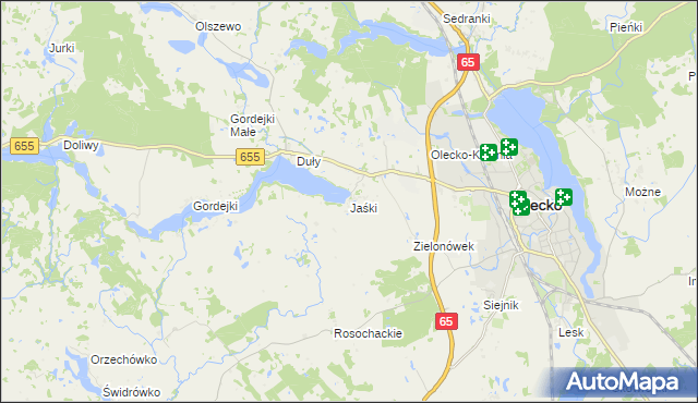 mapa Jaśki gmina Olecko, Jaśki gmina Olecko na mapie Targeo