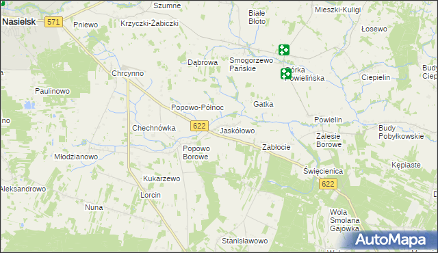 mapa Jaskółowo, Jaskółowo na mapie Targeo