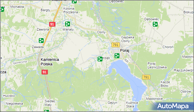 mapa Jastrząb gmina Poraj, Jastrząb gmina Poraj na mapie Targeo