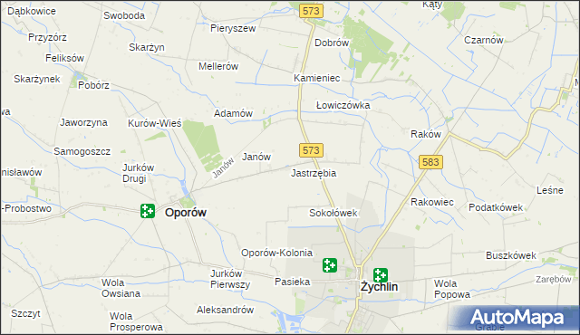 mapa Jastrzębia gmina Oporów, Jastrzębia gmina Oporów na mapie Targeo