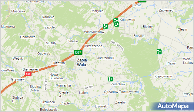 mapa Jastrzębnik gmina Żabia Wola, Jastrzębnik gmina Żabia Wola na mapie Targeo