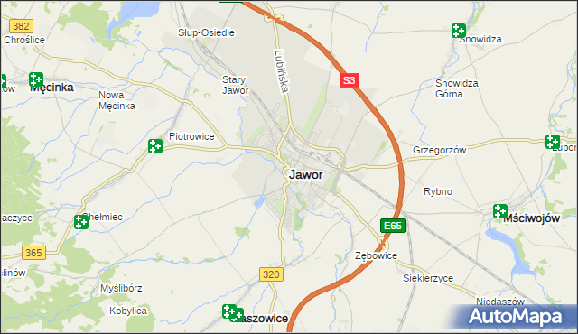 mapa Jawor, Jawor na mapie Targeo