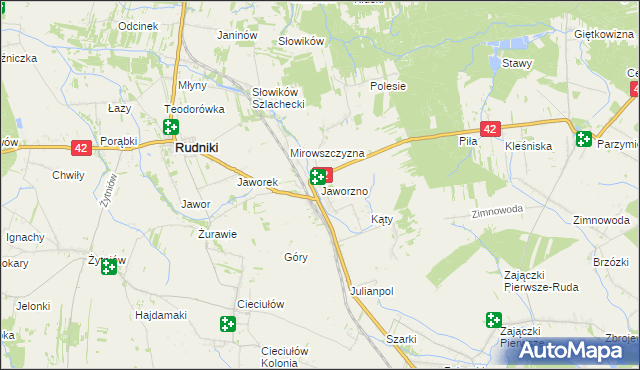 mapa Jaworzno gmina Rudniki, Jaworzno gmina Rudniki na mapie Targeo