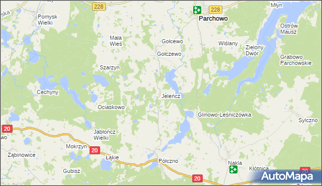 mapa Jeleńcz gmina Parchowo, Jeleńcz gmina Parchowo na mapie Targeo