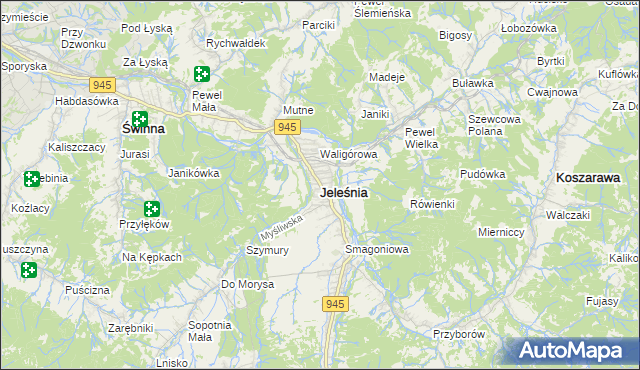 mapa Jeleśnia, Jeleśnia na mapie Targeo