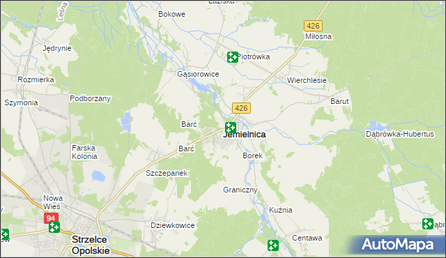 mapa Jemielnica, Jemielnica na mapie Targeo