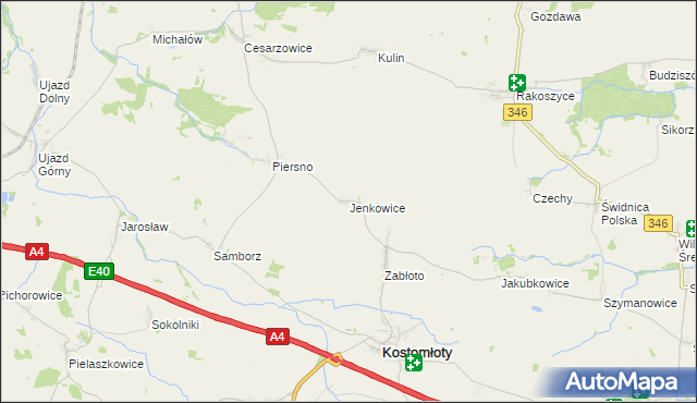 mapa Jenkowice gmina Kostomłoty, Jenkowice gmina Kostomłoty na mapie Targeo