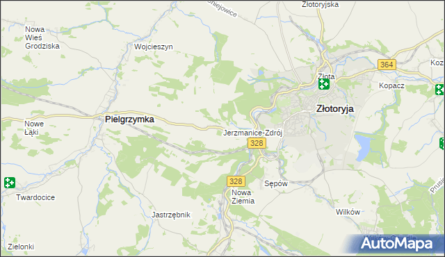 mapa Jerzmanice-Zdrój, Jerzmanice-Zdrój na mapie Targeo