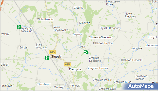 mapa Jeże gmina Stupsk, Jeże gmina Stupsk na mapie Targeo