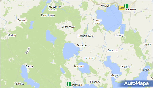 mapa Jezierce gmina Zalewo, Jezierce gmina Zalewo na mapie Targeo