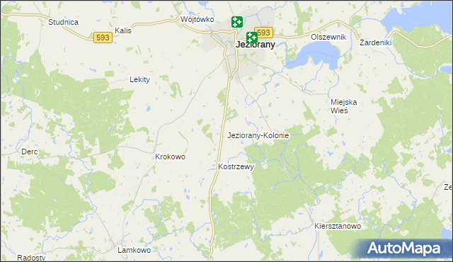 mapa Jeziorany-Kolonie, Jeziorany-Kolonie na mapie Targeo