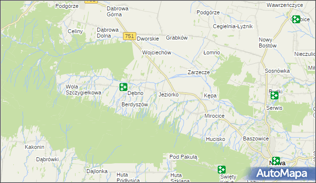 mapa Jeziorko gmina Nowa Słupia, Jeziorko gmina Nowa Słupia na mapie Targeo