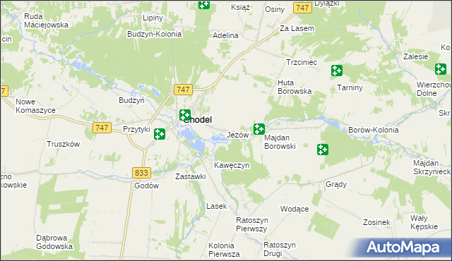 mapa Jeżów gmina Chodel, Jeżów gmina Chodel na mapie Targeo