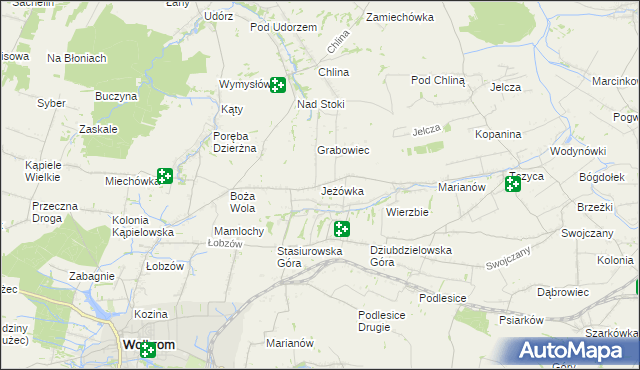 mapa Jeżówka gmina Wolbrom, Jeżówka gmina Wolbrom na mapie Targeo