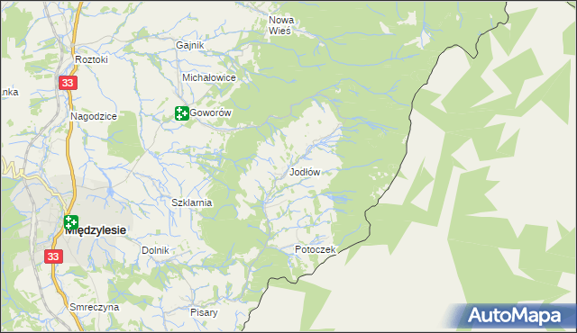 mapa Jodłów gmina Międzylesie, Jodłów gmina Międzylesie na mapie Targeo