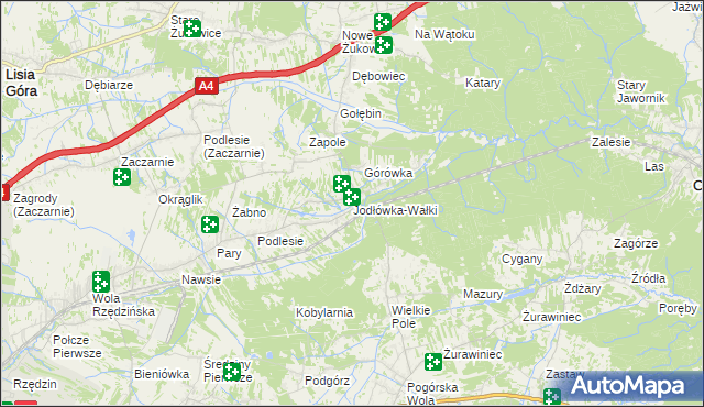mapa Jodłówka-Wałki, Jodłówka-Wałki na mapie Targeo