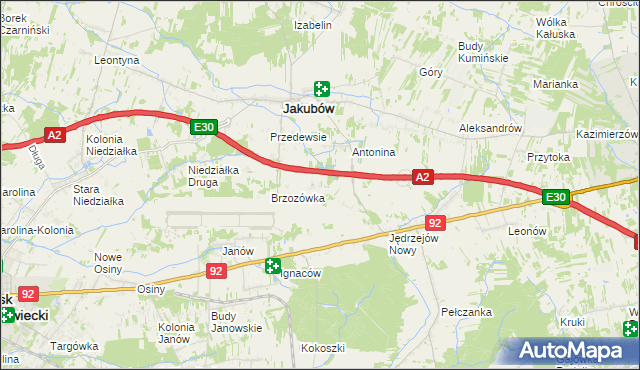 mapa Józefin gmina Jakubów, Józefin gmina Jakubów na mapie Targeo