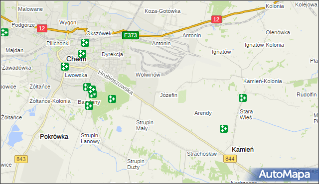 mapa Józefin gmina Kamień, Józefin gmina Kamień na mapie Targeo