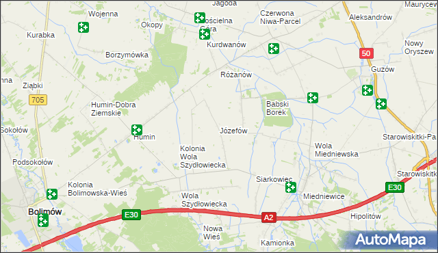 mapa Józefów gmina Bolimów, Józefów gmina Bolimów na mapie Targeo