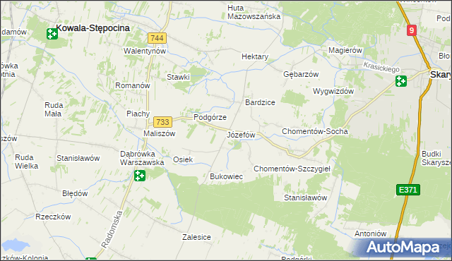 mapa Józefów gmina Kowala, Józefów gmina Kowala na mapie Targeo