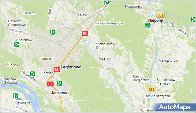 mapa Józefów gmina Nieporęt, Józefów gmina Nieporęt na mapie Targeo