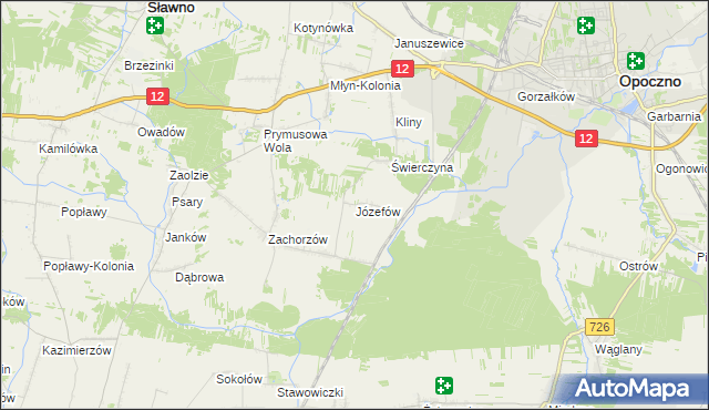 mapa Józefów gmina Sławno, Józefów gmina Sławno na mapie Targeo