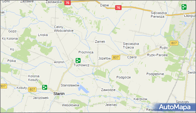 mapa Józefów gmina Stanin, Józefów gmina Stanin na mapie Targeo