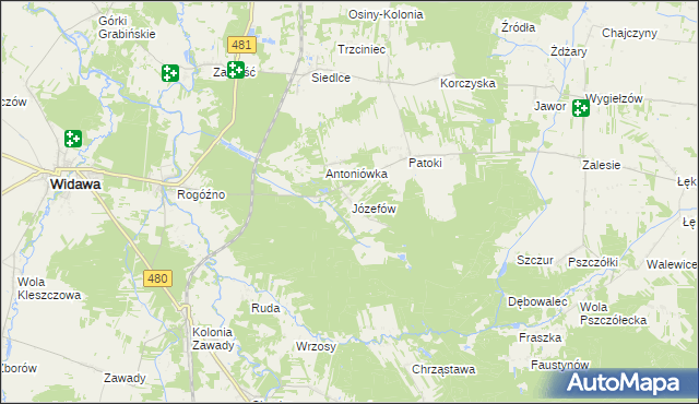 mapa Józefów gmina Widawa, Józefów gmina Widawa na mapie Targeo