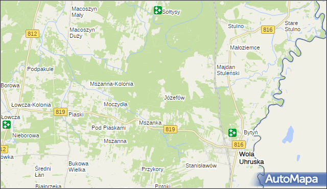 mapa Józefów gmina Wola Uhruska, Józefów gmina Wola Uhruska na mapie Targeo