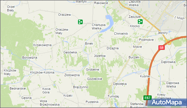 mapa Józefów gmina Wróblew, Józefów gmina Wróblew na mapie Targeo