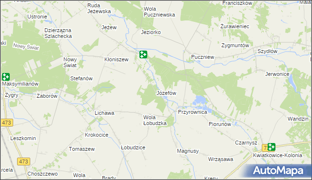 mapa Józefów gmina Zadzim, Józefów gmina Zadzim na mapie Targeo