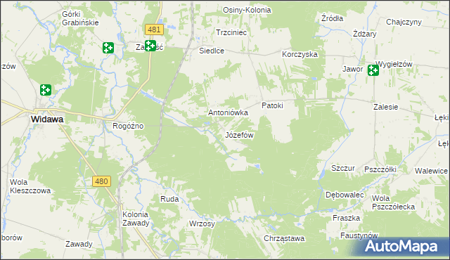 mapa Józefów Widawski, Józefów Widawski na mapie Targeo