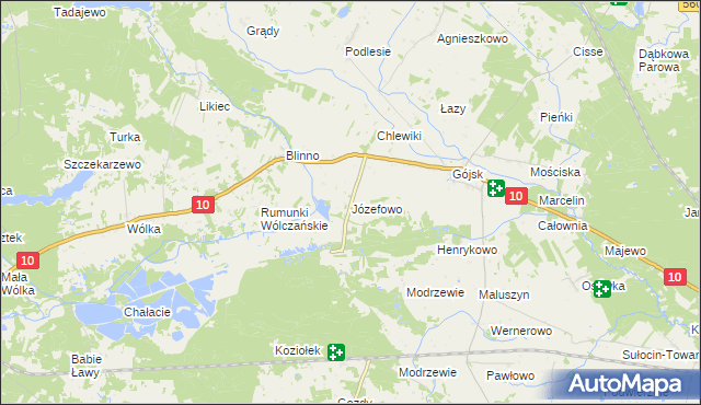 mapa Józefowo gmina Szczutowo, Józefowo gmina Szczutowo na mapie Targeo