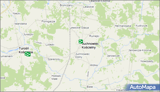 mapa Juchnowiec Górny, Juchnowiec Górny na mapie Targeo