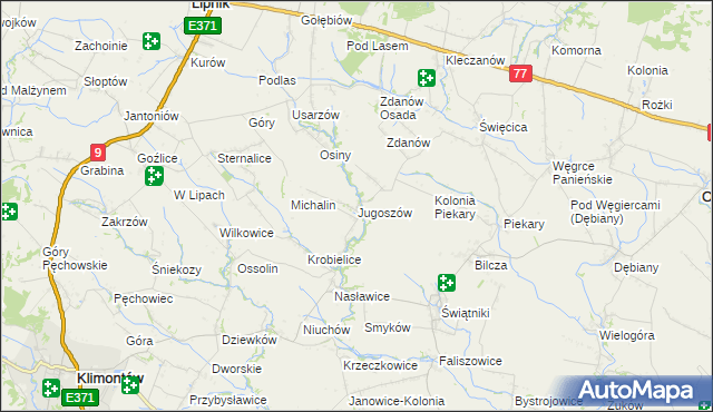 mapa Jugoszów, Jugoszów na mapie Targeo