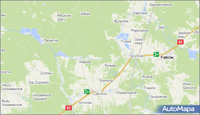 mapa Julianów gmina Fałków, Julianów gmina Fałków na mapie Targeo