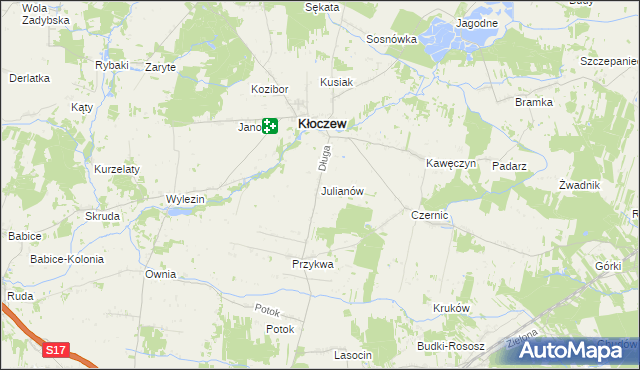 mapa Julianów gmina Kłoczew, Julianów gmina Kłoczew na mapie Targeo
