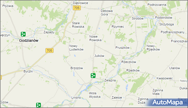 mapa Julków gmina Skierniewice, Julków gmina Skierniewice na mapie Targeo