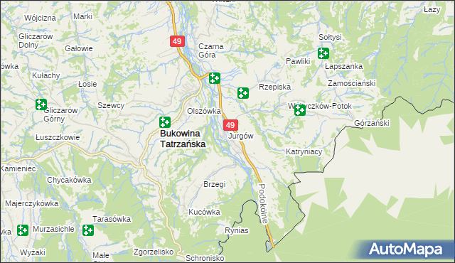 mapa Jurgów, Jurgów na mapie Targeo