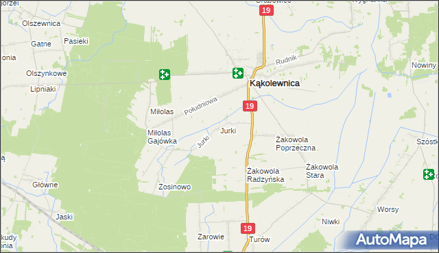 mapa Jurki gmina Kąkolewnica, Jurki gmina Kąkolewnica na mapie Targeo