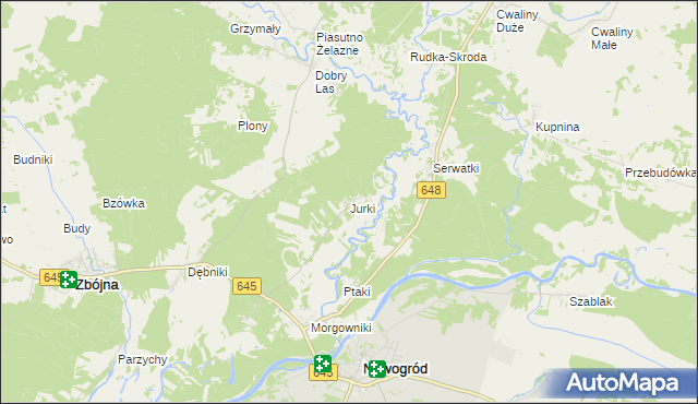 mapa Jurki gmina Zbójna, Jurki gmina Zbójna na mapie Targeo