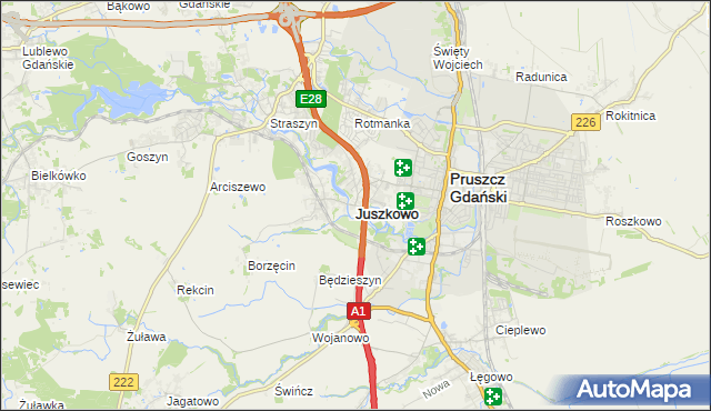 mapa Juszkowo, Juszkowo na mapie Targeo