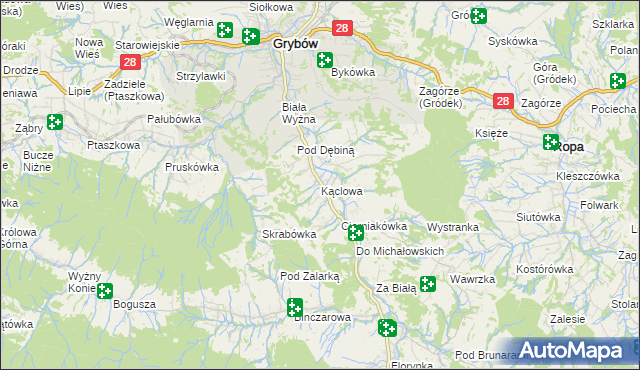 mapa Kąclowa, Kąclowa na mapie Targeo