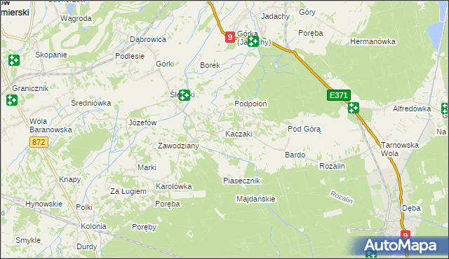 mapa Kaczaki, Kaczaki na mapie Targeo