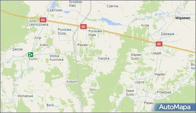 mapa Kaczka gmina Goworowo, Kaczka gmina Goworowo na mapie Targeo