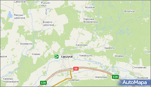 mapa Kaczkowo gmina Łęczyce, Kaczkowo gmina Łęczyce na mapie Targeo