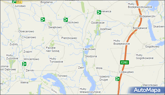 mapa Kaczkowo gmina Żnin, Kaczkowo gmina Żnin na mapie Targeo
