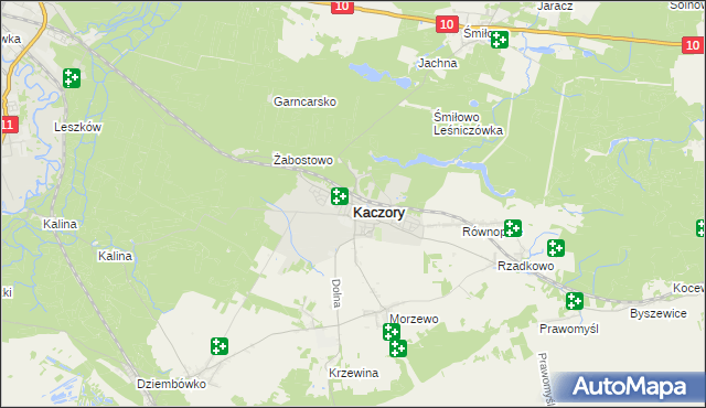 mapa Kaczory powiat pilski, Kaczory powiat pilski na mapie Targeo