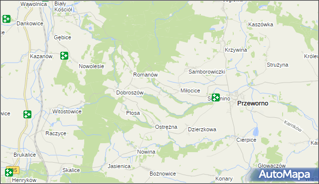 mapa Kaczowice gmina Przeworno, Kaczowice gmina Przeworno na mapie Targeo