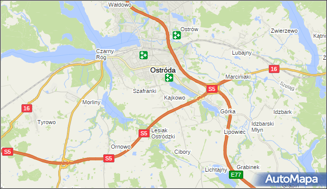 mapa Kajkowo, Kajkowo na mapie Targeo